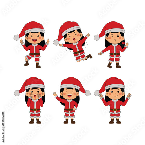 cute little girl christmas vector illustration