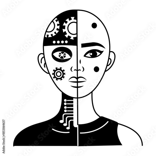 A sketchy style illustration showing ai autonomous device 