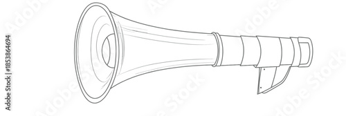 Minimalist single continuous line art drawing of megaphone loudspeaker for promotion announcement communication vector illustration