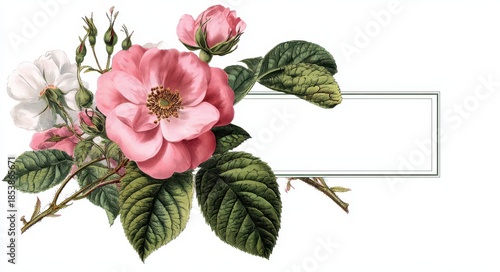 Elegant Rose Petals Surrounding a Vintage Frame. A Touch of Love in Floral Nature