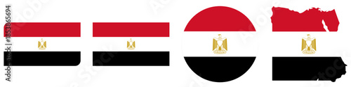 egypt circular flag, egypt rectangular flag, egypt map flag flat icon