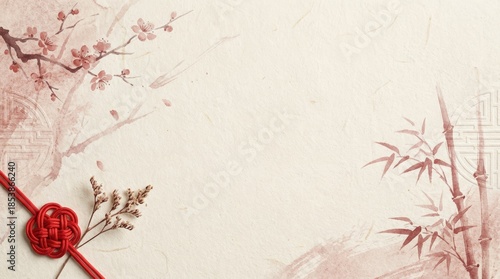 Delicate cherry blossom and bamboo art japanese inspired design digital background serene environment aesthetic perspective tranquility concept for modern applications