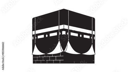 Iconic Kaaba structure in Mecca, a sacred cube-shaped shrine central to Islam and the pilgrimage ritual.
