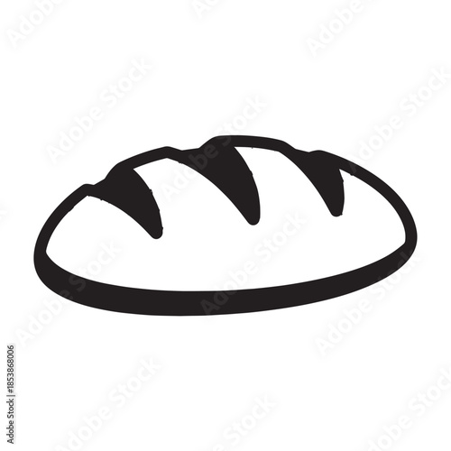 Simple sketch of a round loaf of bread with slashed crusts in a minimal style.