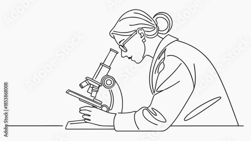 Scientist examining samples with microscope in lab