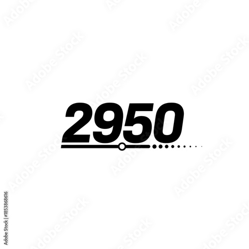 Bold '2950' numeral design with progress indicator, representing innovation, advancement, and future-forward concepts for modern branding and digital media.