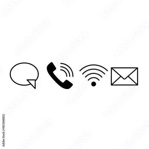 Dynamic communication icons symbolizing messages, calls, and connectivity for modern business and digital engagement