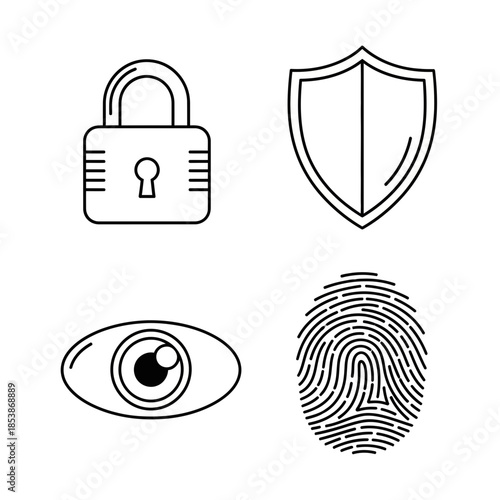 Secure your digital world with icons representing protection identity and surveillance for ultimate data privacy and safety