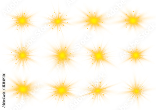 Glowing blue star shines with intense flash effect. Optical light rays spread smoothly on black background. Vector illustration for creative compositions and digital media.