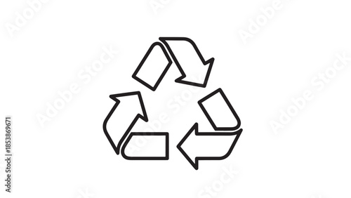 Recycling symbol with three chasing arrows illustrating environmental sustainability, waste reduction, and recycling practices.