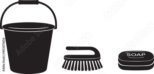 Sturdy bucket with handle vector illustration, ideal for industrial cleaning, construction, and household maintenance concepts