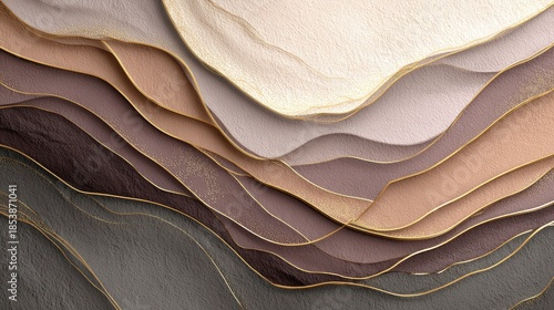 Abstract layered paper texture in earthy tones with organic curves