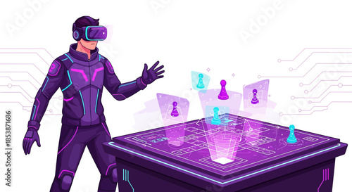 Futuristic virtual board game experience using innovative vr technology and holographic visuals