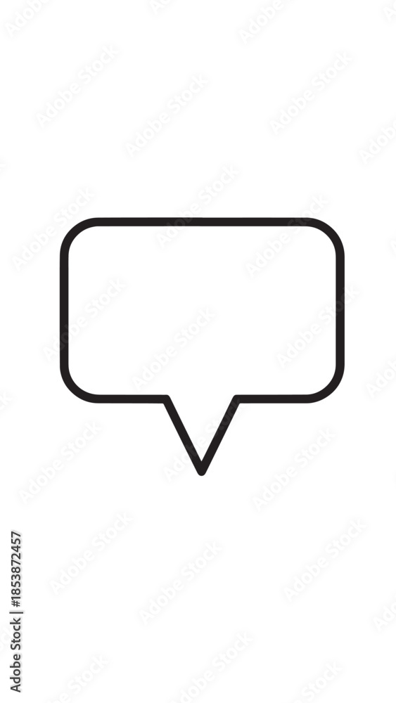 Fototapeta premium Minimal outlined speech bubble icon for messaging and UI design purposes.