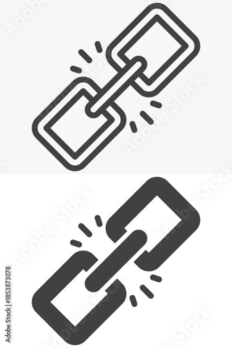 Link connection chain line and solid different style vector icon set