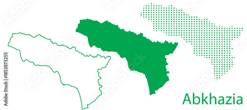 Abkhazia Map Vector Set, Caucasus Region Outline Silhouette Dotted Green Shapes, Abkhazia Country Infographic Template, Editable EPS Abkhazia Geography