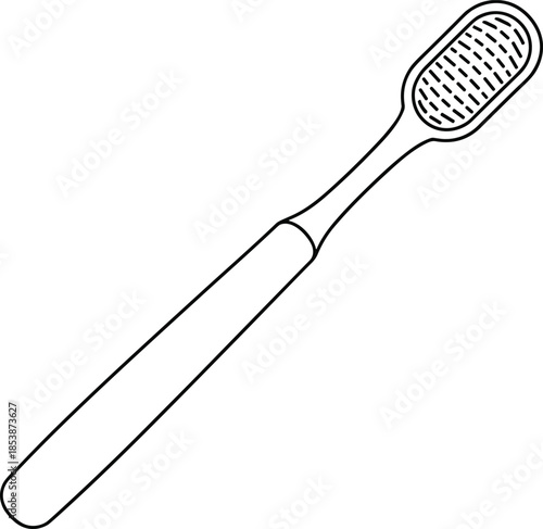 Modern minimalist toothbrush line art vector icon for dental hygiene branding oral healthcare services personal grooming products and wellness graphic elements.