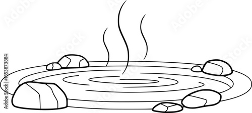 Thermal Spa Hot Spring Pool Minimalist Line Art Vector
