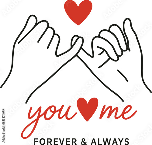 Minimal You Me Forever Love Hand Illustration With Heart