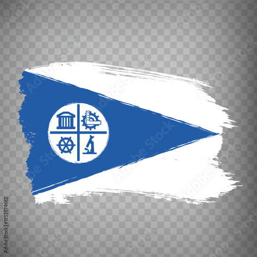 Flag of Minneapolis is city USA from brush strokes. State of Minnesota.  Flag of Minneapolis on transparent background for your web site design, app, UI. United States. EPS10.