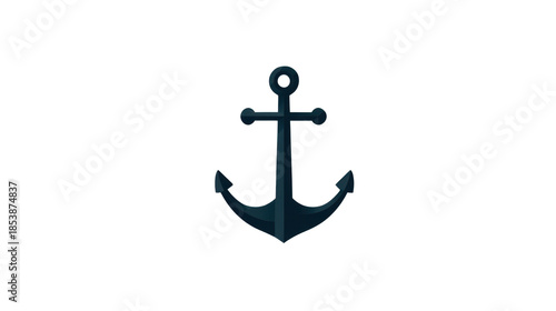 Minimal anchor icon symbol representing stability security maritime navigation nautical logo illustration isolated modern flat design creative simple vector on white background