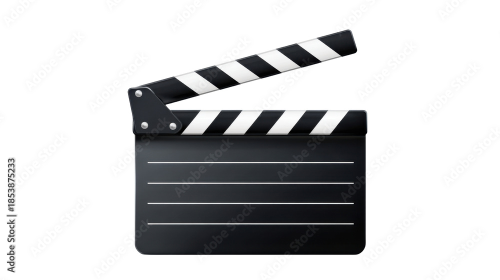 Obraz premium Film clapperboard icon used in movie production cinema industry filmmaking concept isolated realistic illustration on white background