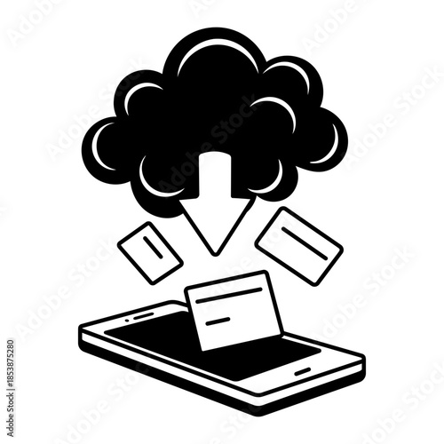 A hand drawn style illustration showing cloud sync

