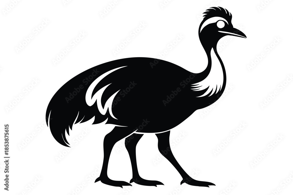 Obraz premium cassowary silhouette line art vector illustration with a white background