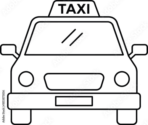 Professional taxi cab line art vector icon for city transportation services travel mobile apps car rental branding and urban navigation symbols.