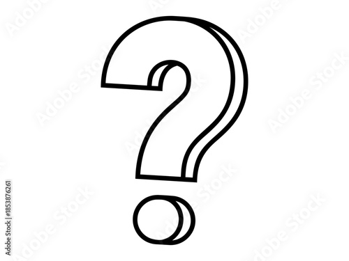 Hand drawn cute outline illustration of question mark. Flat vector problem or difficulties line art doodle. Ask for advice icon. Curious to know. Support or service. Seeking for help. Isolated.