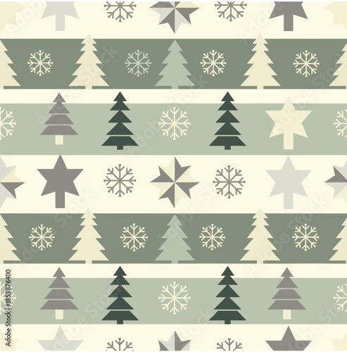 Festive Winter Pattern: This enchanting composition, brimming with holiday cheer, features a repeating pattern of snowflakes and trees. It evokes a feeling of wintry magic and festive joy.