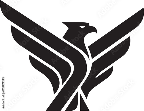 Modern Strong Geometric Eagle Logo Vector. Modern Hawk Bird of Prey Emblem Design
