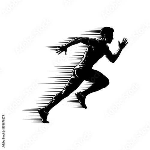 silhouette mono color vector of a person running fast vector design