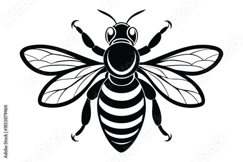 bee silhouette line art vector illustration with a white background