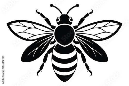 bee silhouette line art vector illustration with a white background