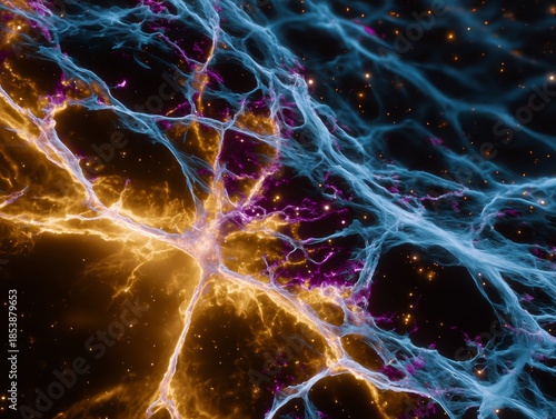 Cosmic web nebula forming dark matter filaments in space