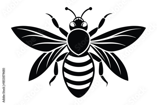 bee silhouette line art vector illustration with a white background