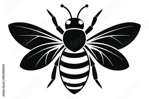 bee silhouette line art vector illustration with a white background