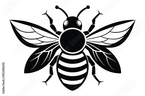 bee silhouette line art vector illustration with a white background
