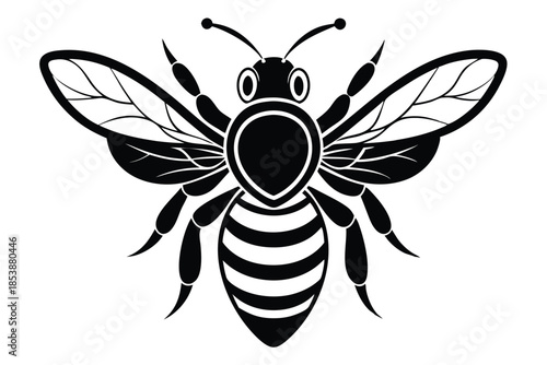 bee silhouette line art vector illustration with a white background