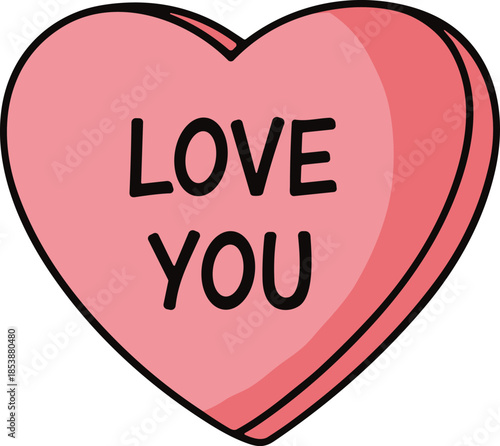 Pink Heart Candy with Love You Message vector