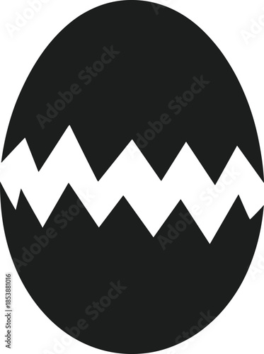 Black and white broken eggshell silhouette vector graphic cracked