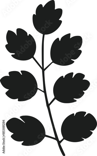 Black Leaf Vine Silhouette Vector Graphic plant branch