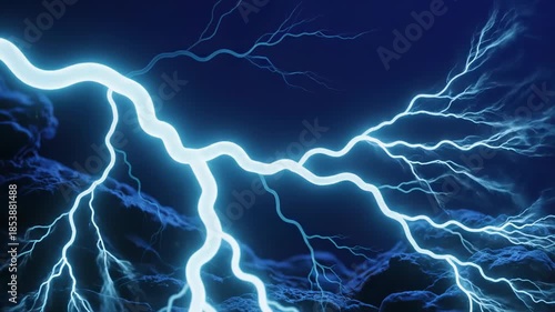 Wallpaper Mural Electric blue lightning bolts on a dark blue background Torontodigital.ca