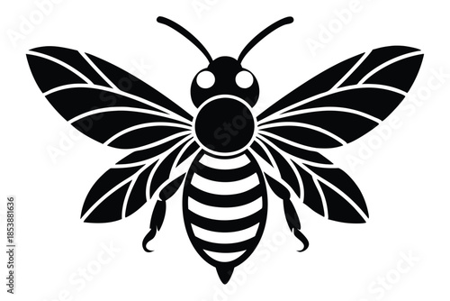 bee silhouette line art vector illustration with a white background