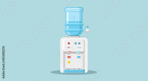 Modern water cooler dispenser with hot and cold water options.