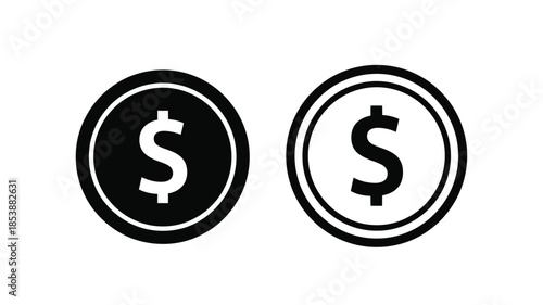 Two dollar coins depicted in a black and white graphic silhouette