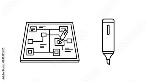 Digital interface with circuit board and pen a minimalistic silhouette