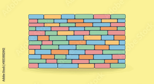 A colorful brick wall in cartoon style.