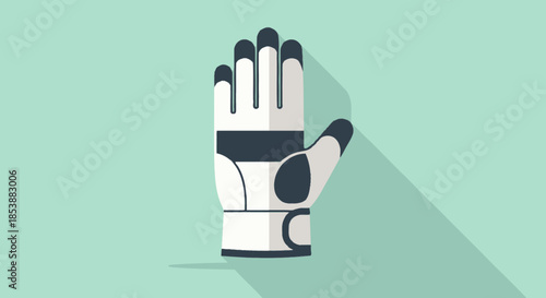 Flat design illustration of a safety glove with long shadow